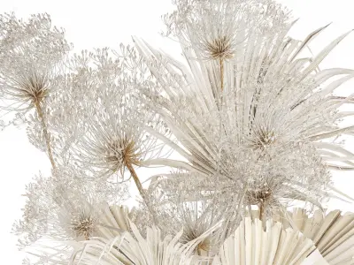 Bouquet Dried Flowers branches Hogweed Palm Leaves 548 3D model