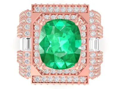 Luxury Square Gemstone Mens Pave Ring 3D Model 3725 3D print model