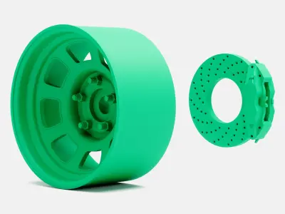 15x8 Bassett D-Hole Wheel and Brake 3D print model