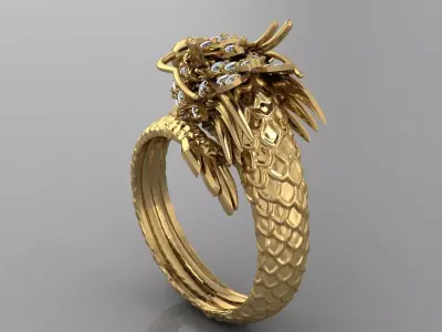 Dragon Diamond Ring 3D print model