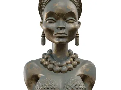 Bronze Bust 3D Model Stylized Female Figure 3D model