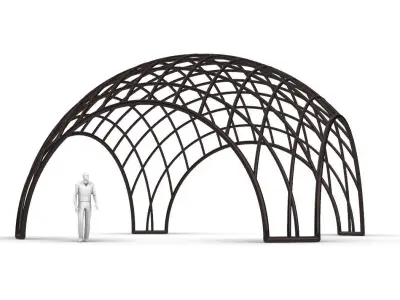 Architectural Pavilion Structure Wireframe Dome With Entry V2 3D model