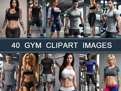 Gym Clip Art x40 3D model