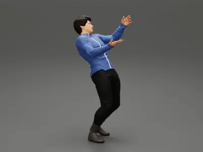 man standing and carrying a big box 3D print model