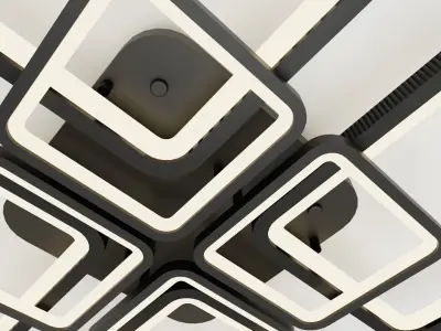 A modern square-shaped LED chandelier 3D model