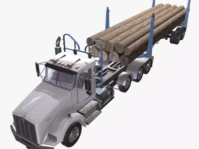 Kenworth T800 Log Truck Low-poly 3D model