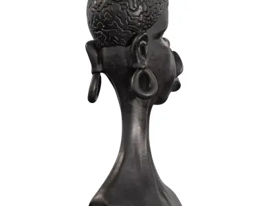 Stylized Tribal Statue - Dark Bronze Woman Bust 3D model