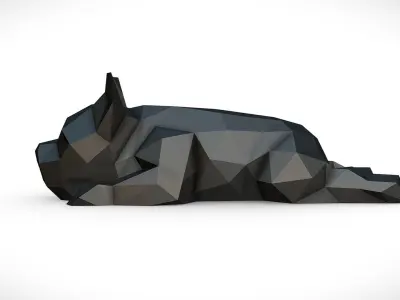 french bulldog  low poly 3D print model