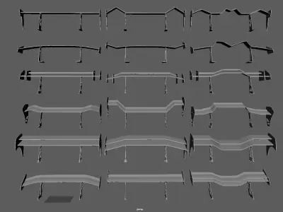 Car Spoiler Pack Modern Sport Car Spoiler Low-poly 3D model