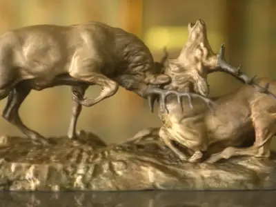 Deer Fight Low-poly 3D model