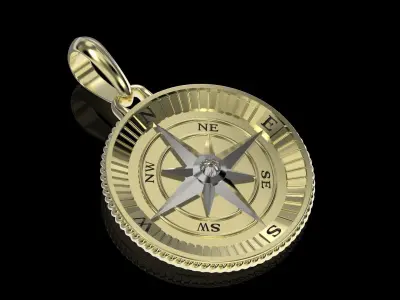 Nautical Star Compass Pendant 3D print model