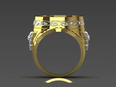 Luxury man ring with knot design onyx diamonds model mr0112 3D print model