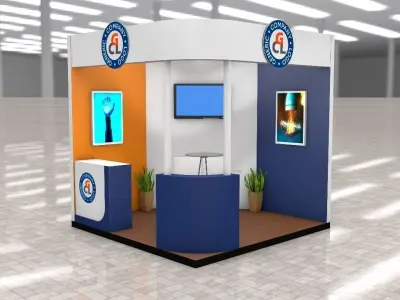 Exhibition Stand Booth stall 3x3m Height 300cm 2 Sides Open 3D model