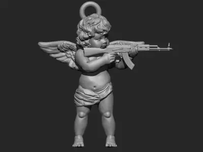 Angel baby with AK47 pendant 3D print model