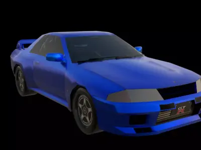 Low Poly Blue GTR Sports Car 3D Model Stylized Game Ready Low-poly 3D model