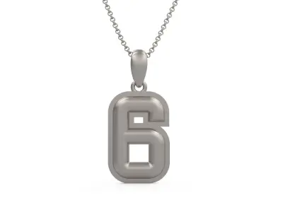 Model 1158 Number 6 Necklace Curved With Border 3D print model