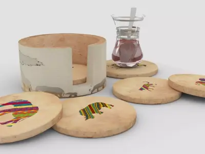 African Stone coaster Low-poly 3D model