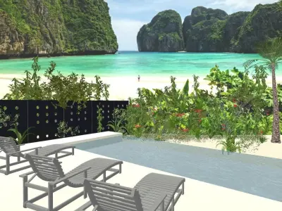 Maya Bay Island Thailand  Low-poly 3D model