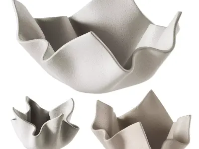 Decorative ceramic relief folded vases 3D model