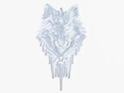 Laser Cut Wolf Head 3D Model Decorative Wall Art Low-poly 3D model