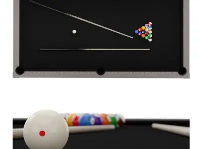 Yukon 8 pool table and two cues 3D model