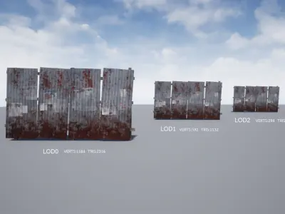 Galvanized roof wall Low-poly 3D model