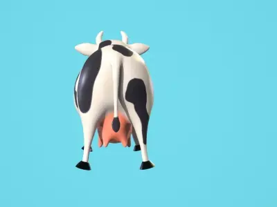 Stylized Animated Cow  Low-poly 3D model