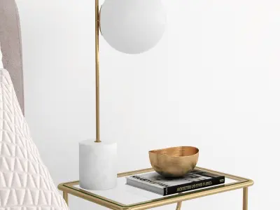 west elm Andes Deco Upholstered Bed 3D model