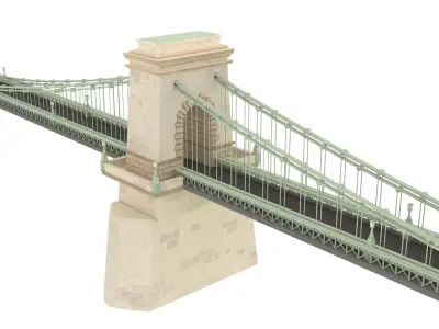 Chain Bridge Budapest Hungary Low-poly 3D model