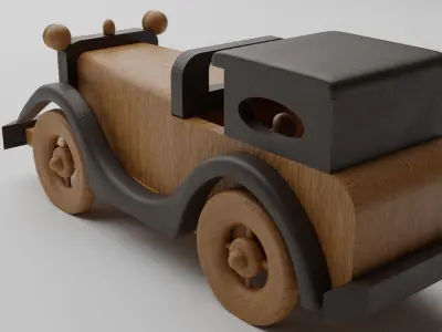 Real life size wooden car decor 3D model