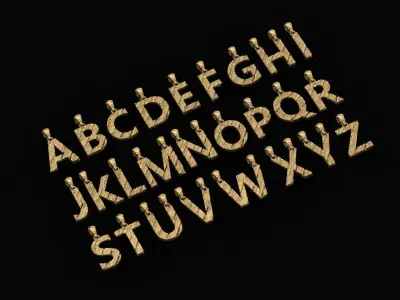 AtoZ Letters Alphabets Wooden Texture Pendants 3D Print Models 3D print model