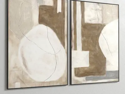 Plaster Two Photo Frame 58 Low-poly 3D model