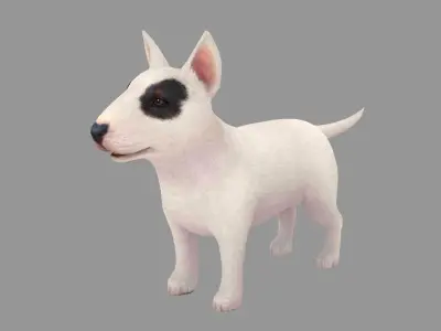 Cartoon pet puppy - BullTerrier - baby dog Low-poly 3D model