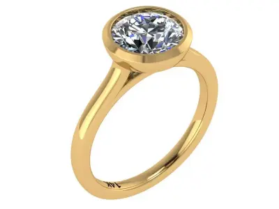 Round Bezel Engagement Ring 3D print model