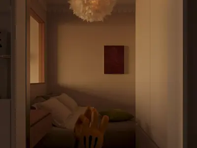 Apartment interior at dusk 3D model