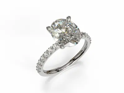 Oval Engagement Ring 3D print model