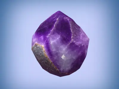 Amethyst gem rock Low-poly 3D model Free 3D model