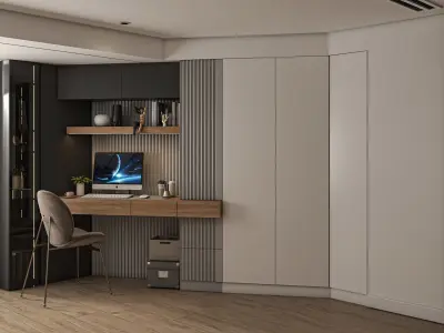 bedroom-number1falsafi modern bedroom with walls and wooden f... 3D model