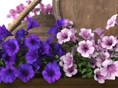 Decorative cart with flowers 3D model