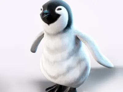 Baby Penguin plus animation Low-poly 3D model