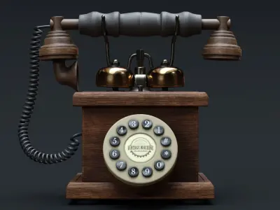 Vintage Wooden Telephone 3D model