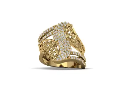 STL 3DM Women Ring Womens Ring Diamonds With Stone Model 3D print model get
