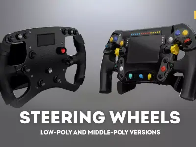 Two Formula 1 Steering wheels  Low-poly 3D model