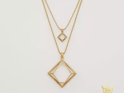  Golden Necklace Minimalist Double Layer Pendant 3D print model