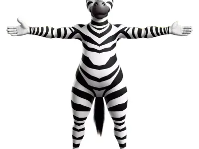 Cheerful Zebra Character model pack Low-poly 3D model