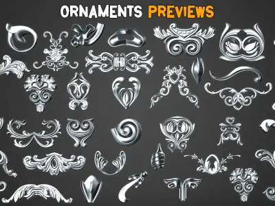150 Premium Ornamental Brushes  and  IMM  Vol 35 Low-poly 3D model