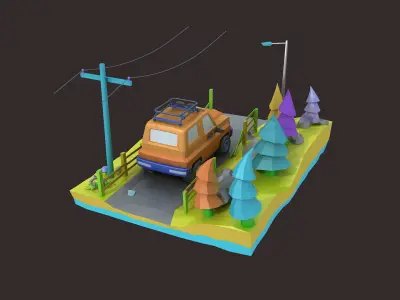 Cartoon Car collection toon vehicle  sport classic ambulance  3D model