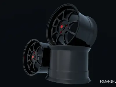 Wheel set of rims 3D model