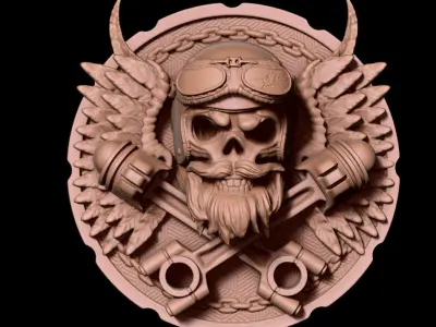 Biker skull vol3 wall home decor 3D print model
