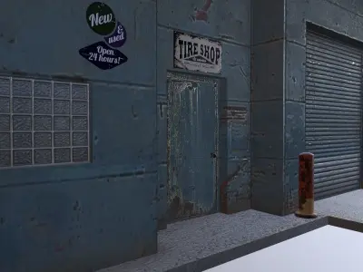 Old Auto Centre Service Low-poly 3D model